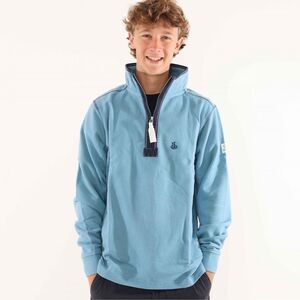 Lazy Jacks Mens Quarter Zip Sweatshirt / Niagara Blue